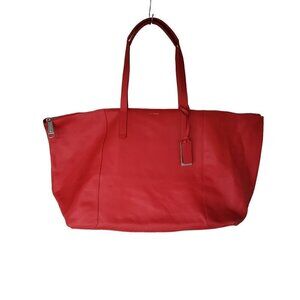 Joy Gryson Genuine Leather Oversized Tote Travel Shopper Bag Red
